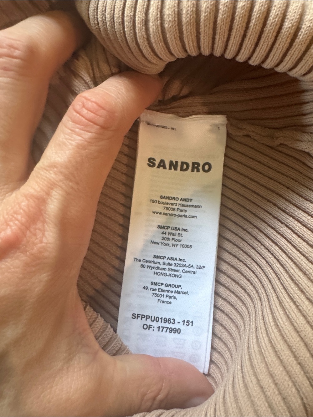 NWOT $220 Sandro Beige Ribbed Bodysuit size 0 - Picture 14 of 15